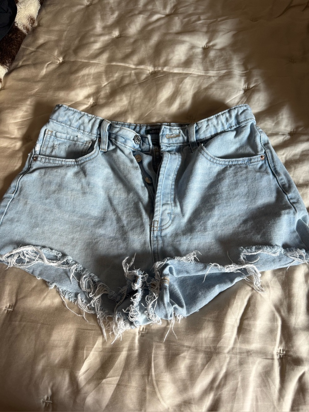wild fable Light Blue Frayed Denim Shorts